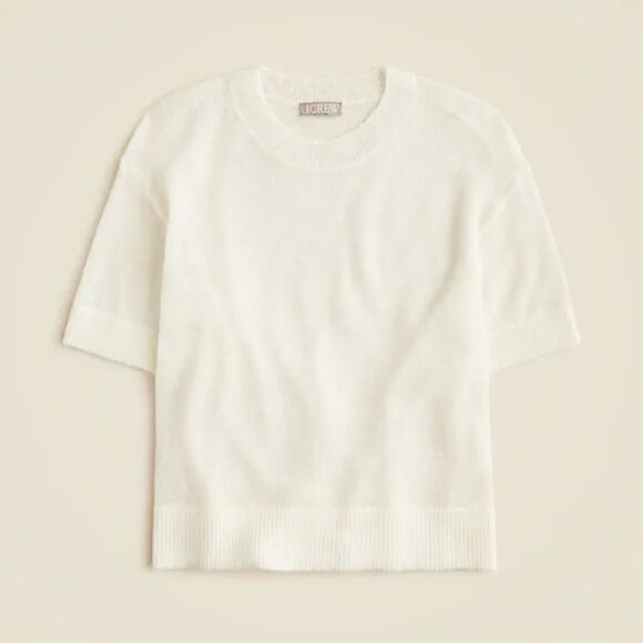 J. Crew Alpaca-Blend Oversized Sweater T-shirt Size Small Cream - Picture 1 of 9